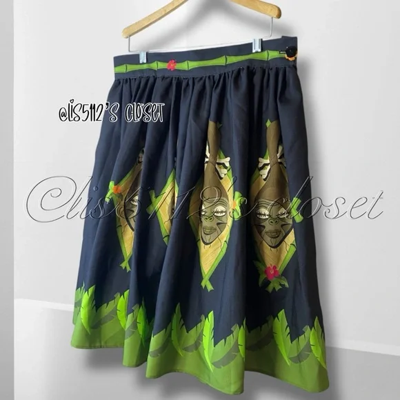 Denialle Von Fitch x The Oblong Box Shop Shrunken Heads Tiki Pinup Skirt XL - Picture 3 of 16